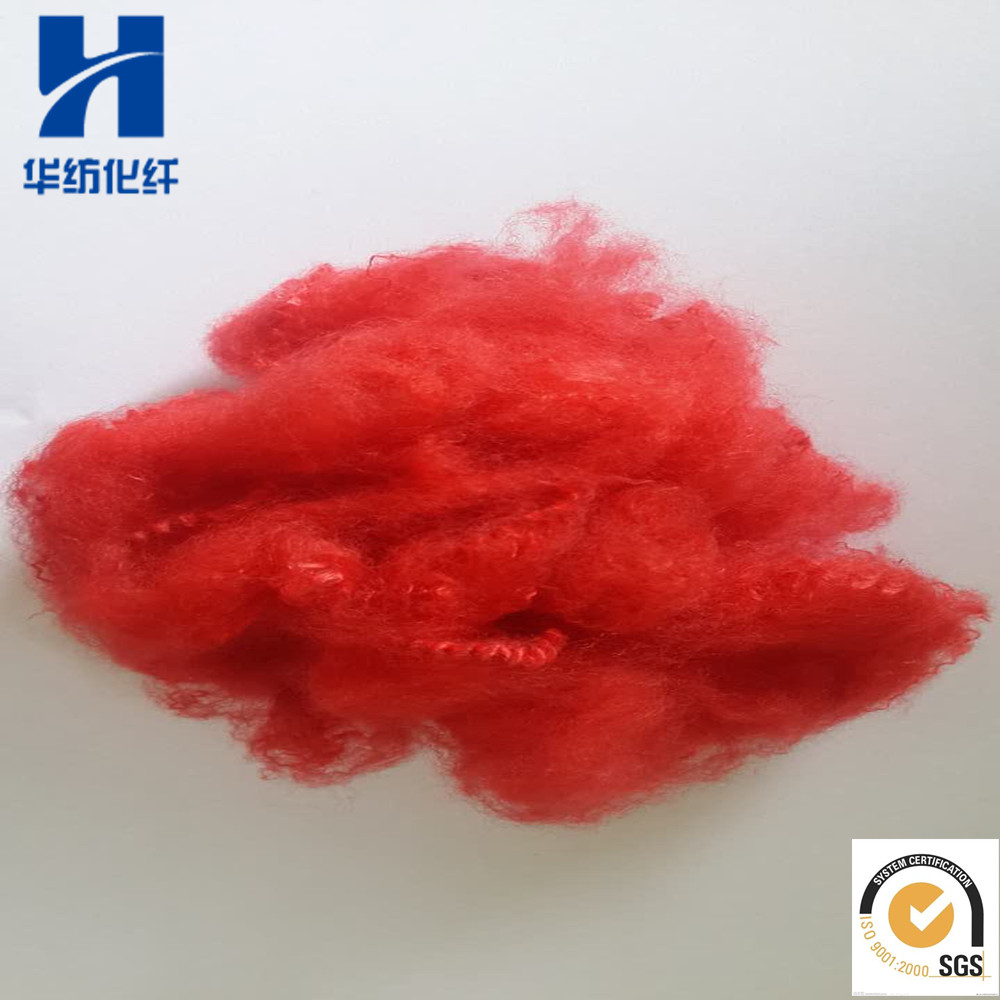 大紅色滌綸短纖