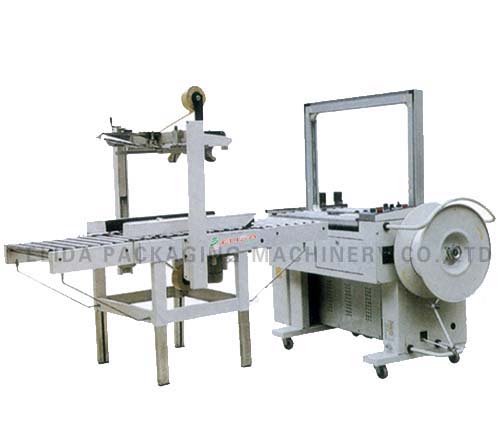 自動化打包生產線=無任何打包機+自動封箱機 TW-102A+TW-05F 