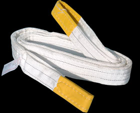 白色丙綸吊裝帶_丙綸絲扁平吊裝帶_白色耐酸堿吊裝帶
